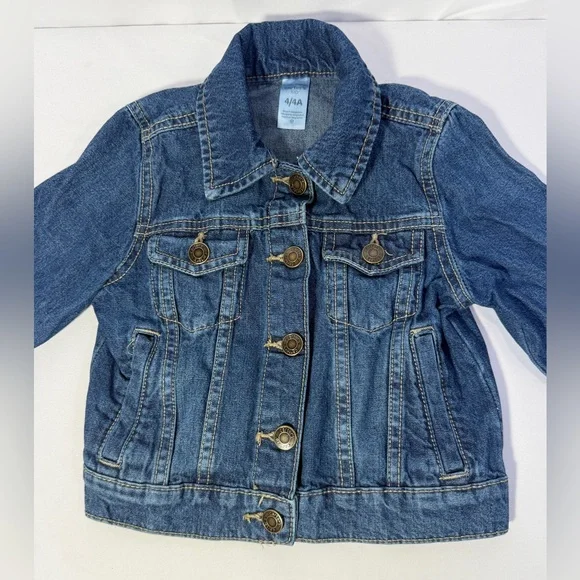 Carter’s Kids Denim Jacket Size 4 Girls Boys Blue Jean Button Front Cotton - Picture 3 of 13